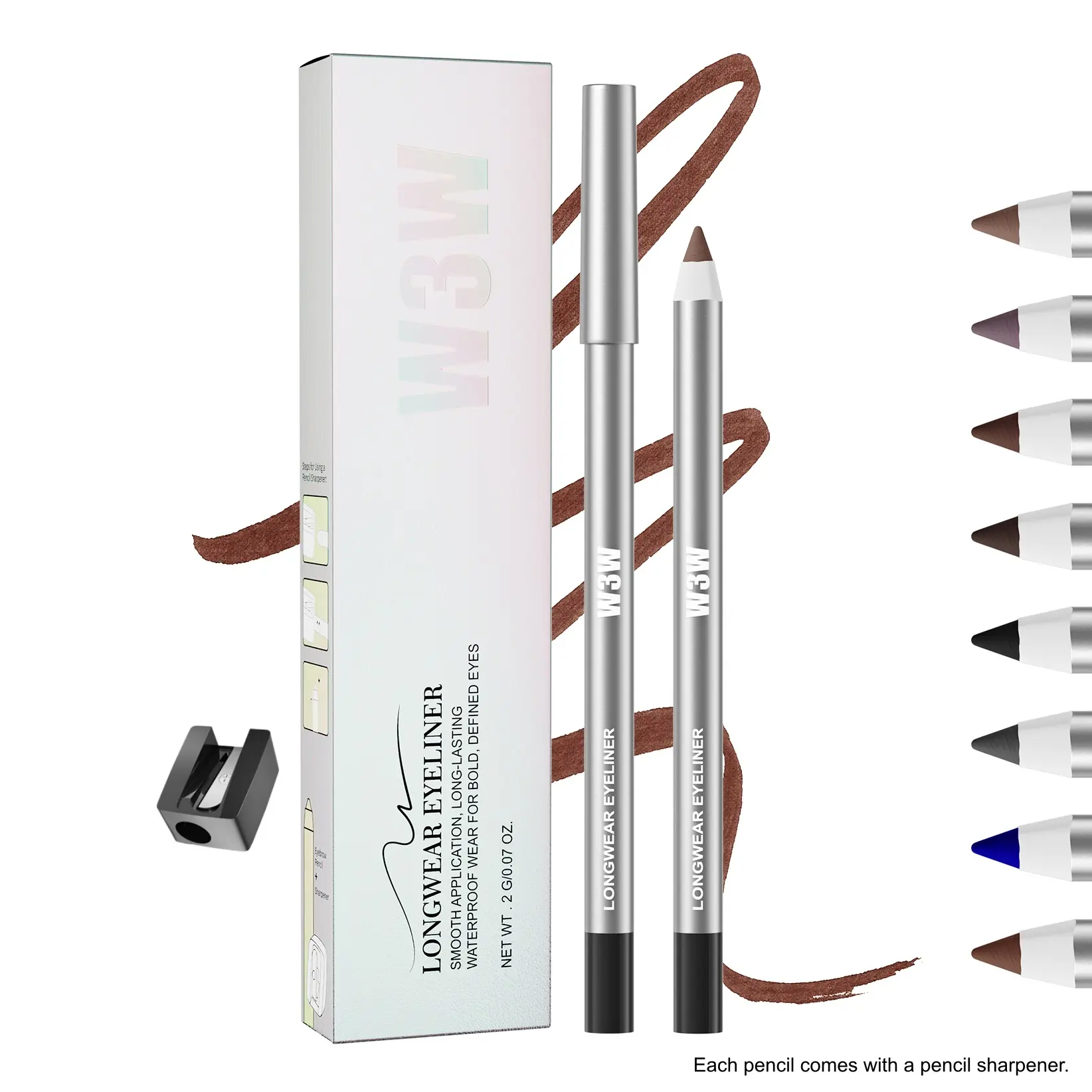 Smudge-Proof Cosmetic Eye Pencil, 24HR Long-Lasting Creamy Formula for Easy Application, Ideal for Daily and Party Looks, Gluten Free, Dye Free, Longwear Eyeliner, Daily Wear, Adults, Fragrance Free