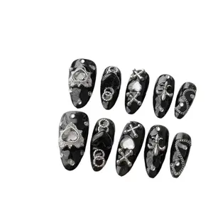 Pure hand-worn blue demon photo frame crystal diamond Apiron nail nail patch winter season press-on nail