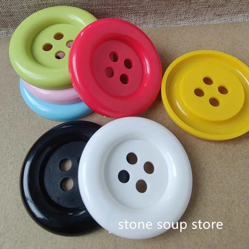 Plastic 4-Hole Big White Nylon Buttons with Circle Edges - 3-10pcs, 5/6.5/7cm Multiple Diameters, 3pcs/lot Option - DIY Decor, Clothing Sewing Accessories, Party Gift Button Pins