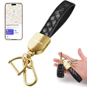 Keychain Tracker, Works with Apple Find My, Premium Handmade Knit Leather Car Key Chains for Women & Men, Smart Tracker Tag, Anti-Lost Key Finder, Universal Key Fob Holder, IP67 Waterproof