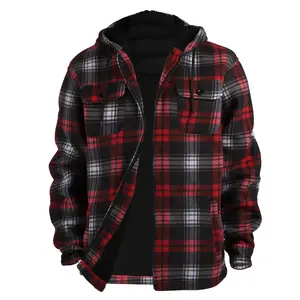 ZITY Men's Blue Checkered Hooded Flannel Shirt Jacket Ultra Soft Breathable Streetwear Fall Outfits with Drawstring Hood & Utility Pocket Longsleeves hoodies men
