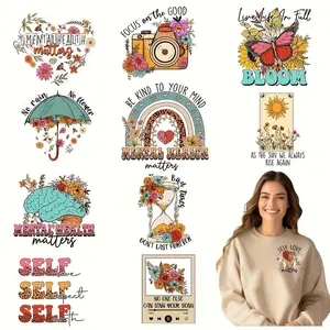 Mental Health Awareness Iron-on Transfer Sticker, Positive Affirmation Vinyl DTF Decals for DIY T-shirt Projects, Cute Designs for Personalization and Crafting