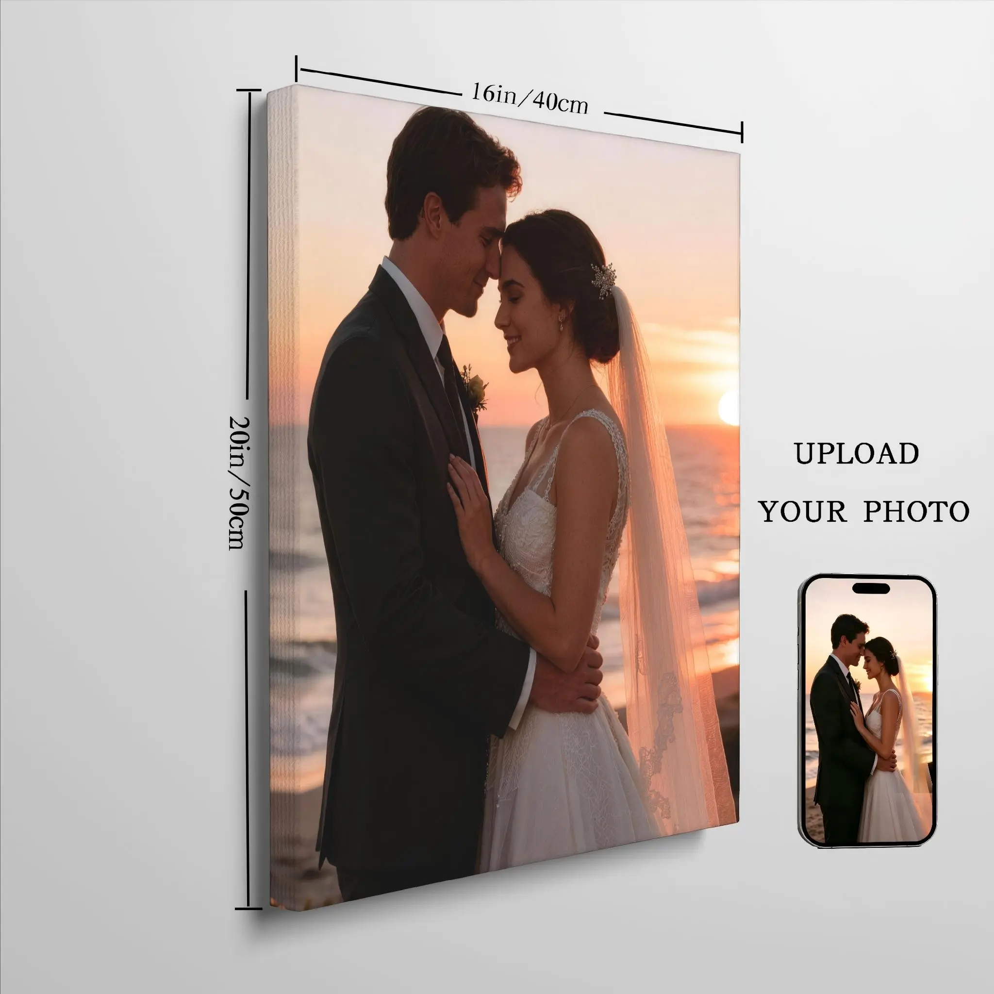 Unique Wedding Keepsake Canvas Custom Couple Photo Wall Art Gift (4:5 Ratio)