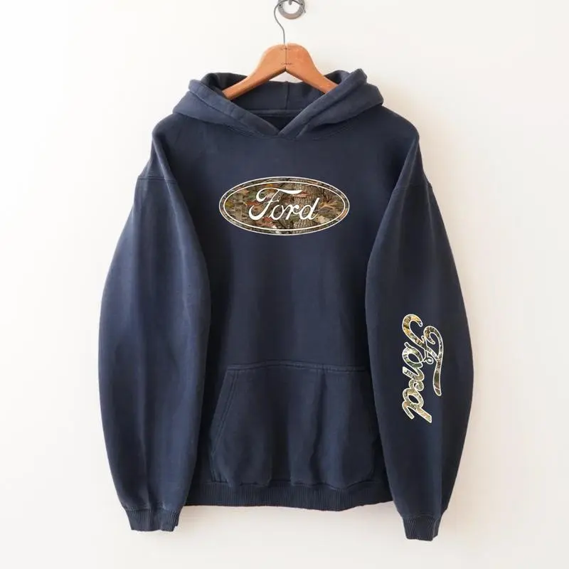 Ford Camo Logo Print Hand Hoodie, Ford Hoodie, Gift For Car Lovers, For Men For Him For Husband For Dad, Racing Shirt, Vintage Graphic Tee