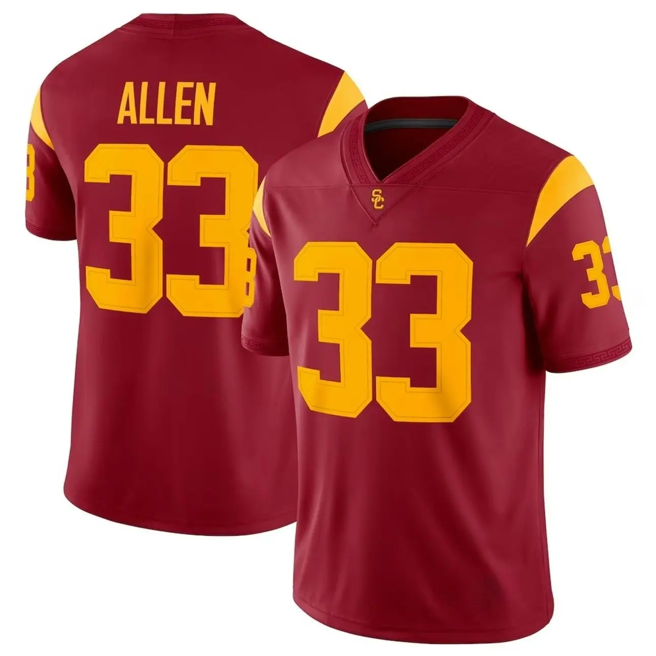Unisex Football 33 Allen USC Trojans Team Game Football Jersey - Cardinal