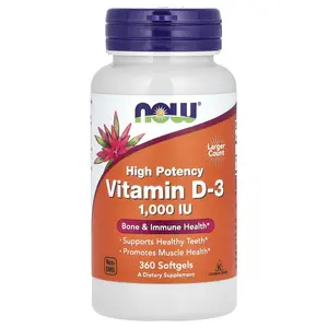 NOW Foods Vitamin D-3, High Potency, 1,000 IU, 360 Softgels