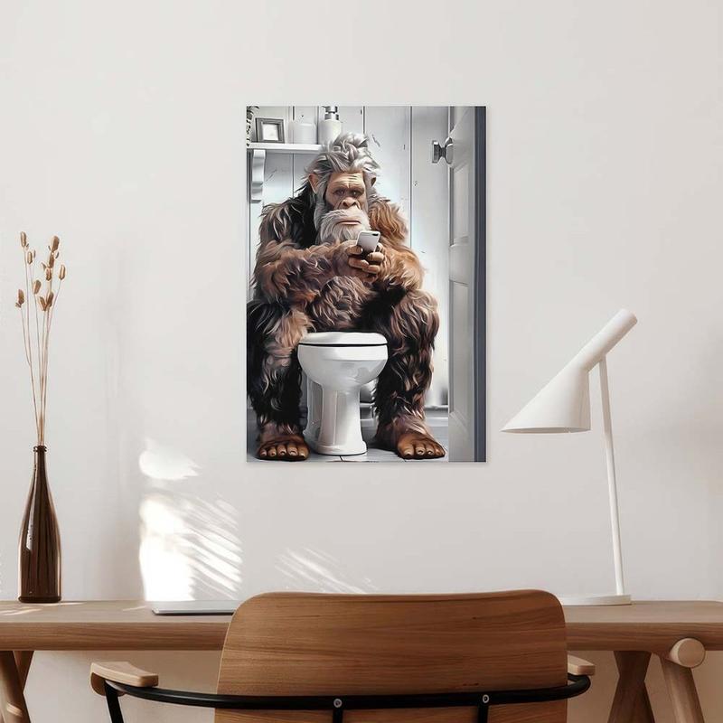 Funny Sasquatch Canvas Art Print Poster, Creative Design, Perfect for Home and Office Decoration, Bedroom/ living Room/ kitchen/ bathroom Wall Decoration Painting