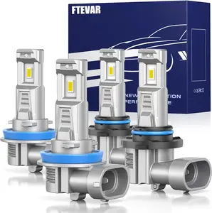 9005 H11 Light Bulbs Combo, 60000LM Super Bright 6500K Cool White, Fanless 1:1 Mini Size, Pack of 4