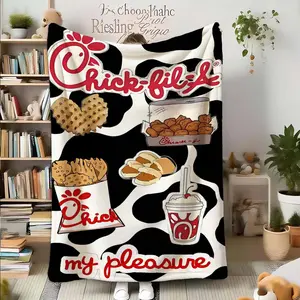 Chick-Fil-A Printed Throw Blanket, 100% Flannel, Contemporary Style, Soft and Comfortable, Travel Sofa Bed, Office Home Decor, Birthday Gift