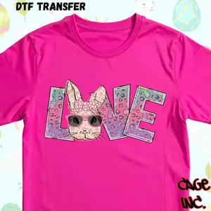 Love Easter Bunny DTF Transfer Direct to Film Ready to Press Hot Peel for Pocket Designs Koozies Hats Quality Xtool Apparel Printer