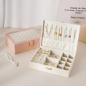 Diamond lattice leather color matching jewelry box