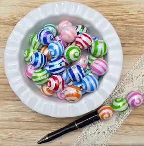 20mm Multicolor Candy Swirl Acrylic Beads – 4 Piece Pack