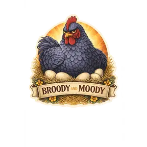 Broody and Moody Chicken Sticker – Funny Hen Decal (3”)
