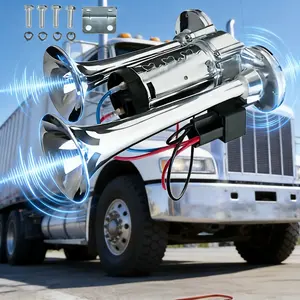 Super Loud Universal 12V Air Horn Dual Trumpet Zinc Alloy Chrome with Compressor for All Vehicles