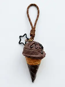 Ice cream cone imitation food toy keychain key ring healing-style bag charm gift for classmates