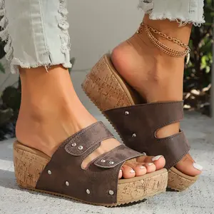 Trendy Women Summer Sandals Comfortable Breathable Slip On Wedge Platform Mules Lightweight Beach Pool Outdoor Walking Shoes for Everyday Wear Casual Fashion Footwear
