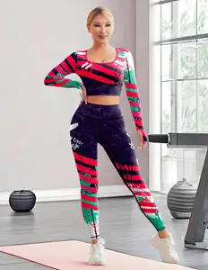 One piece yoga set+sporty, fashionable, casual adult gym outdoor+pink digital print space punk contrasting pattern