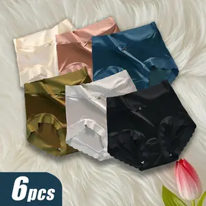 Pack of 6 Women's Mid-Rise Panties, Ice Silk Seamless Design, Daily Comfort, Elegant and Fashionable, Soft and Smooth Fabric, Seamless Bikini Style Mid-Rise Panties, Women's Underwear, Halloween Costume undies for women