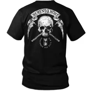 Memento Mori Tactical T Shirt With Skull And Grim Symbol Graphic, Dark Philosophy Tactical Apparel For Men Who Embrace Strength And Mortality