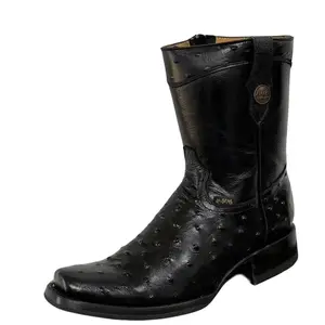 A&A MENS BOOTS, ESTILO MADRID, BOTA PARA CABALLERO PIEL IMITTACION AVESTRUZ, SUELA CON PROTECCION ANTIDERRAPANTE.