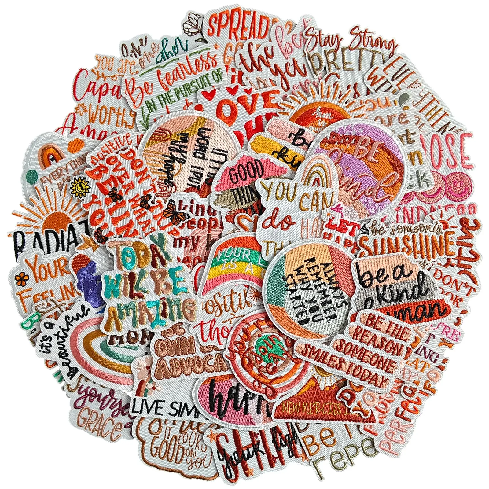 50PCS Positive Phrase Theme Iron on Embroidered Patches Iron on Appliques with Encouraging Words Appliques patch iron small  patches