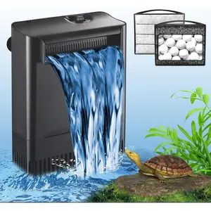 Turtle Tank Filter Aquarium Filter Power Adjustable 30-55 Gal.Large Internal Filter 3-Stage Waterfall Bio-Filtration Low Water Level for Freshwater Saltwater Fish Tank Reptile Shrimp Frog