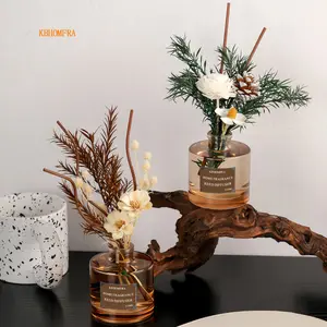2 Pack Dried Flower Reed Diffuser Sets Jasmine Scent Fragrance Essential Oil Room Diffusers for Home Decor Aroma Bottle