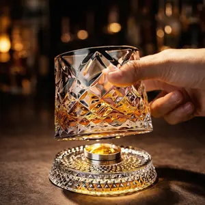 Premium Rotating Crystal Glass – 360° Spinning Whiskey & Wine Tumbler, Elegant Gift for Home Bar Lovers
