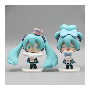Hatsune Miku Anime Figurine Holding Cinnamoroll Bean Eyed Kawaii Tabletop Decorations Action Figures Doll Model Children ToyGift No Box
