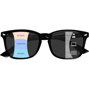 Progressive Sunglasses for Women, Square Reader Sunglasses with Spring Hinge, UV400 Protection Reading Sunglasses