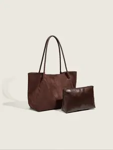Autumn Winter Vintage Suede Large Capacity Tote Bag, New Fashion Simple Commuter Handbag, Single Shoulder Mother-In-Law Bag
