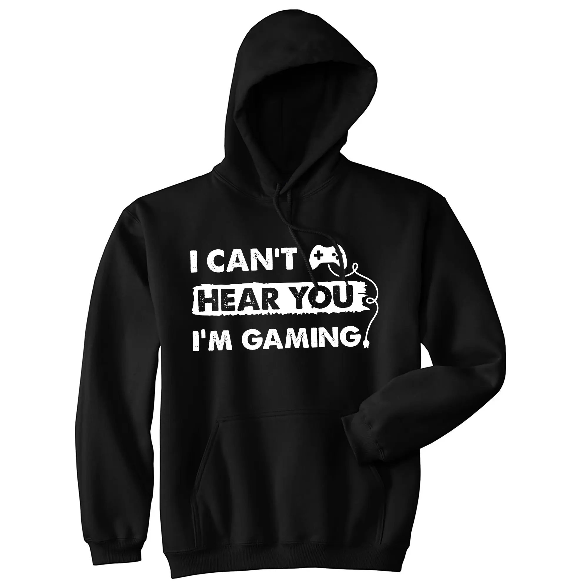 I Cant Hear You Im Gaming Unisex Hoodie Funny Sarcastic Video Gamer Hooded Sweatshirt Unisex Vintage Fashion Hoodies Funny Gamer Pullover Novelty Sweatshirt Black -