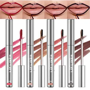 4Pcs Peel Off Lip Liner Stain Set , Waterproof Nude Matte Lip Tint, Non-Fading Peel Off Lip Color, Effortless Precision & Full Coverage, 24H Color Hold - Cosmetic,Mother's Day Campaign