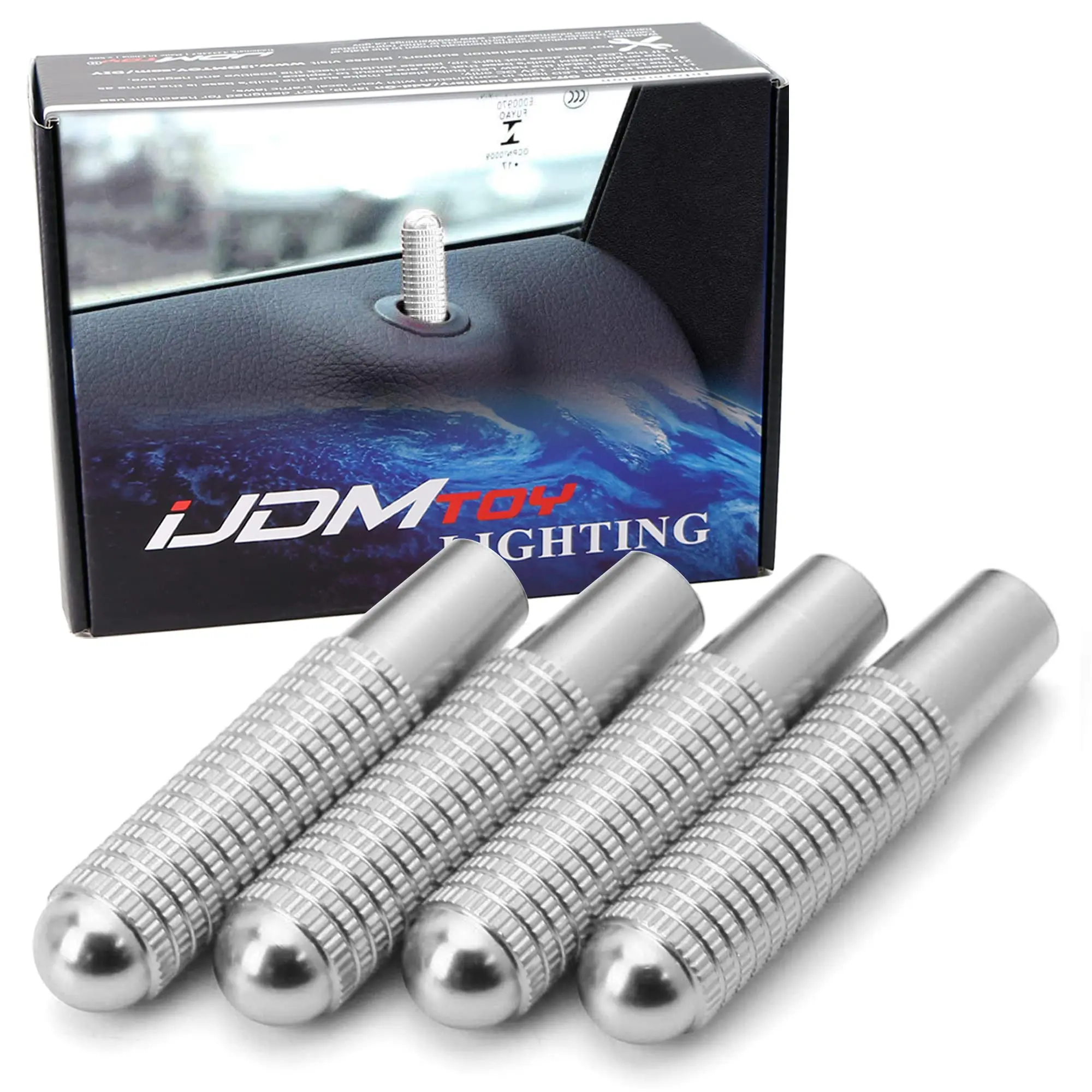 iJDMTOY 4pcs Silver Aluminum Bolt-On Replace Door Lock Knobs For Mercedes CLA GLA Class (W117 C117 X156)
