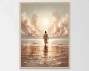 Walk of Christ, Christian Art Prints, Jesus Walking on Water Art, Jesus Printable Art, Christian Poster, Bible Wall Art, Jesus Watercolor