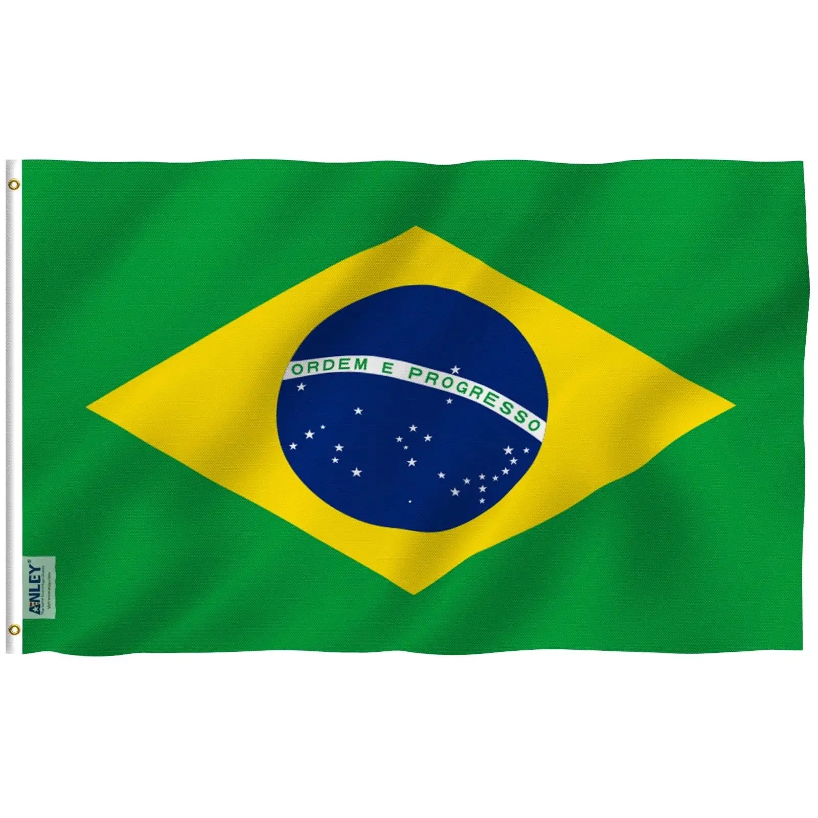 Brazil Flag 3x5 Ft - Premium Polyester Brazilian National Flag with Brass Grommets, UV Resistant for Outdoor Use
