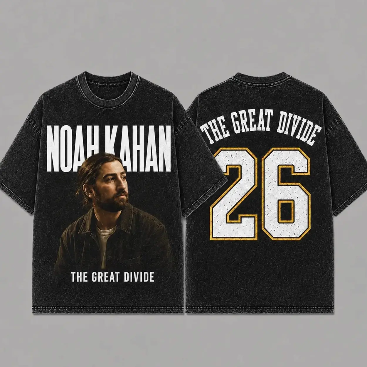 Noah Kahan The Great Divide Tour 2026 Acid Washed Unisex Oversized Premium Cotton T-Shirt, Vintage Music Merch T-Shirt, Music Country Style, New Album Gift For Fans