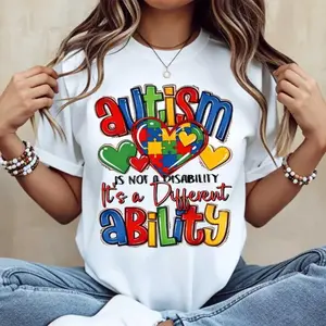 Autism Is A Different Ability Casual Loose Fit T Shirt For Women Autism Awareness Daily Wear