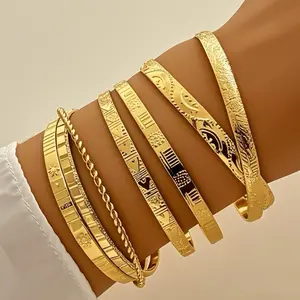 Fashion Gold Plated Bangle Bracelet Set for Women - Elegant & Stylish Accessory for Everyday Wear