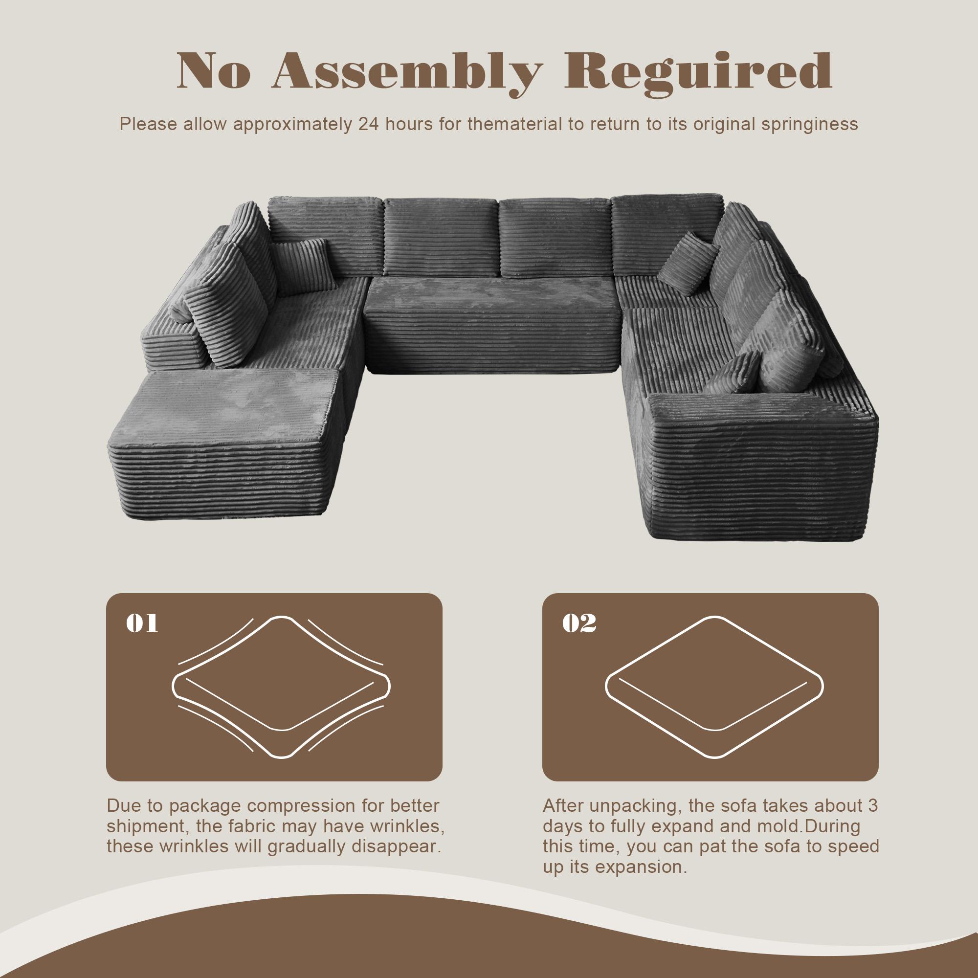 XIZZI 135" Cloud Sectional Couch with L-Shape Chaise,Modern Modular Sofa with Deep Seat, Upholstered Couches for Living Room Bedroom,No Assembly Required