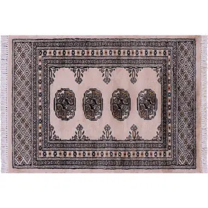 Ivory 2' 0" X 2' 10" Silky Bokhara Hand-Knotted Wool Rug - Q23843