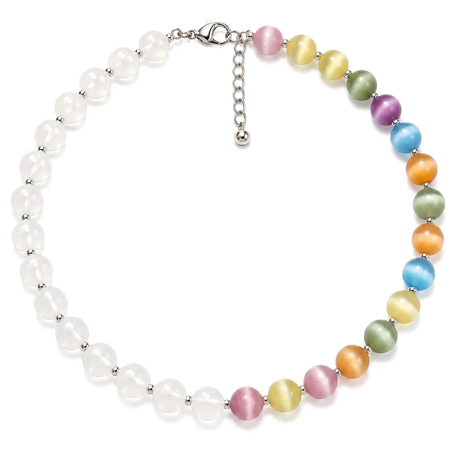 Dopamine Dressing Soft Frosted Resin Bead Decorated Choker Necklace - UV Reactive, Color Changing, Waterproof Stainless Steel, Stackable Layered Summer Costume Jewelry