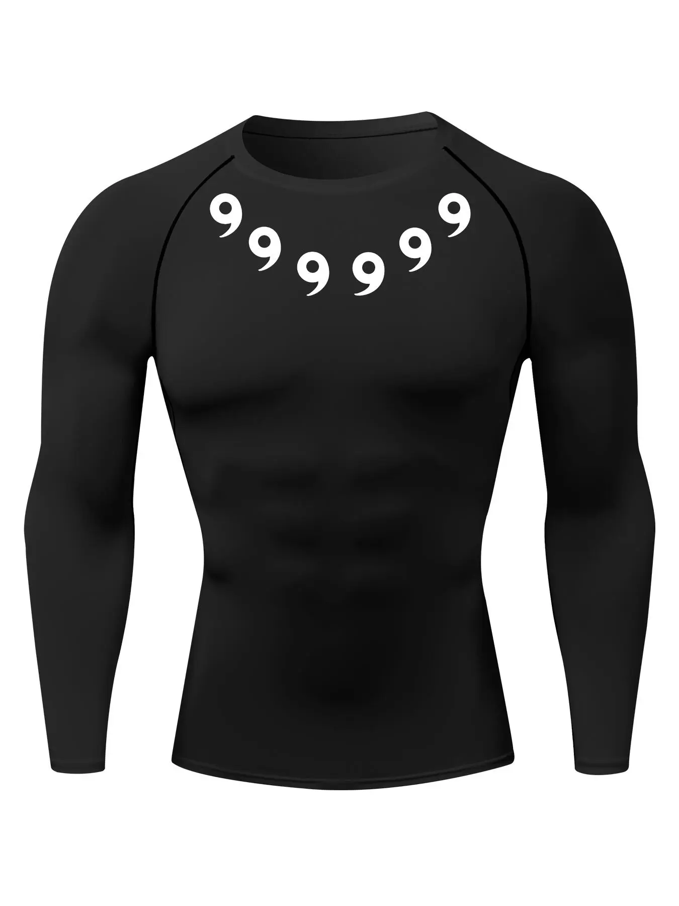 Men's Regular Fit Comma Print Round Neck Raglan Sleeve Tee, Casual Quick Drying Long Sleeve T-shirt for Spring & Fall, Men's Top for Daily Wear, Active Top, Fitness T Shirt, Athletic Tee