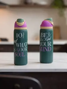 Ow-(Peach Blossom Love) Dual-Drink Outdoor Sports Water Bottle With Straw, 32oz/945ml, Perfect For Outdoor Camping/Cycling Ideal For Travel, Office, Gym, And School Use