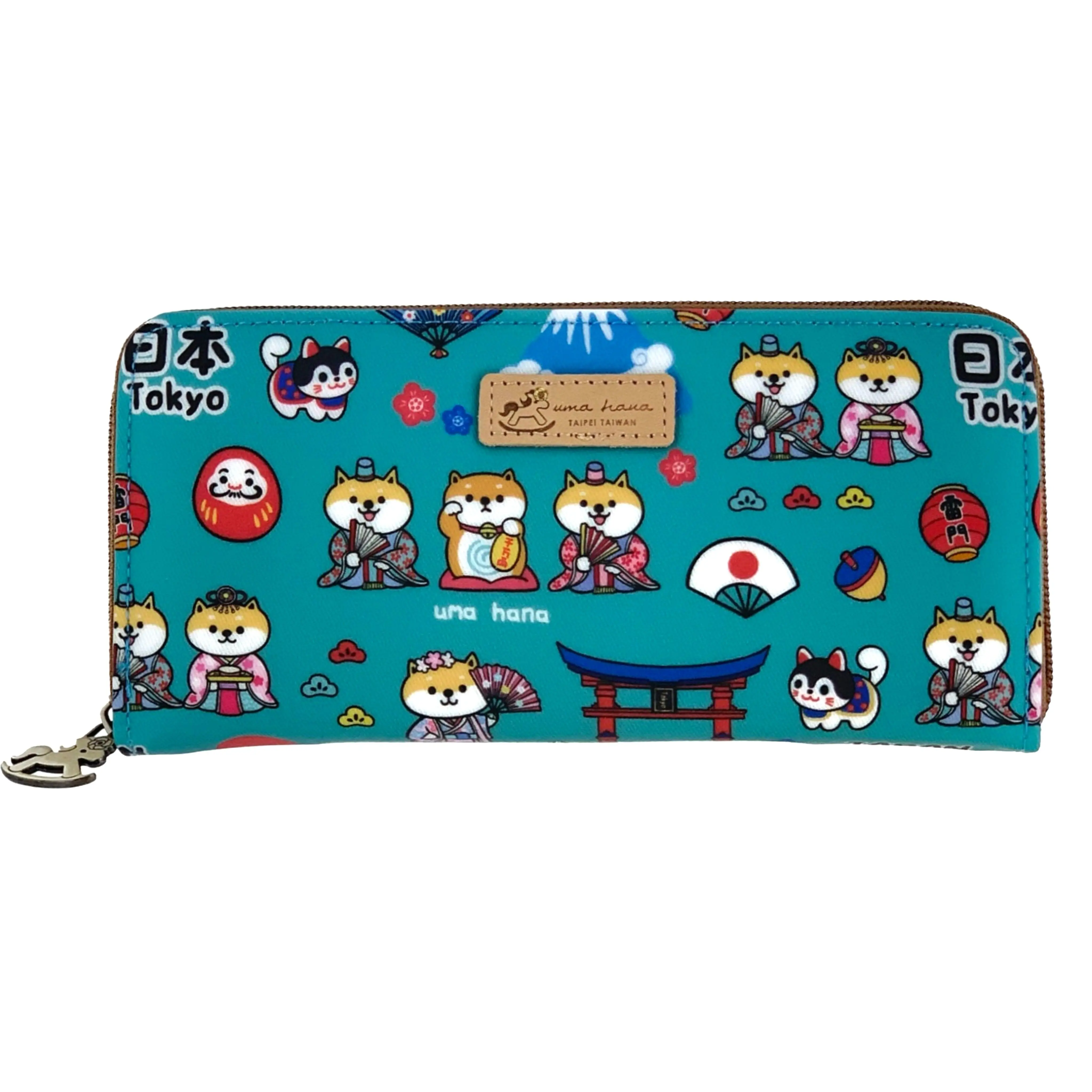 Teal Green Shiba Japan Long Wallet