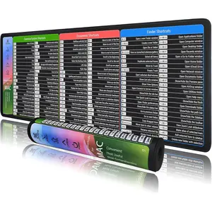 Shortcuts Cheat Sheet  Pad, Large macOS Keyboard Shortcut Desk Mat, Non-Slip Rubber Base, Sewn Edges, Washable, XL 31.5"x11.8"x0.12"