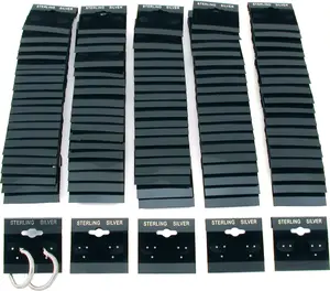 100-pc Earring Cards for Selling -  Hanging Earring  Cards, Earring Holder Cards (Black Flocked  w/Sterling  Label, 2 x 2) Fit 3 Pairs