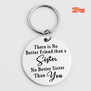 2Pcs Best Sister Ever - Stainless Steel Keychain | Perfect Birthday, Christmas Gift for Sisters & Sister-in-Law