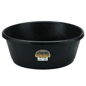 Little Giant Durable Weatherproof 15 Gallon Rubber Tub Feeder Pan Bowl, Black