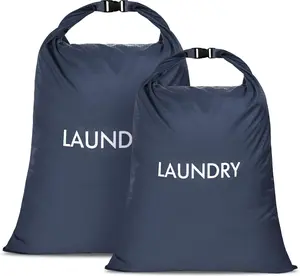 2 Pack Travel Laundry Bag, Nylon Washing Bags for Laundry, Roll Top Wet Dry Bag for Swimming Yoga Bathing Suit Workout, Dirty Clothes Storage Organiser